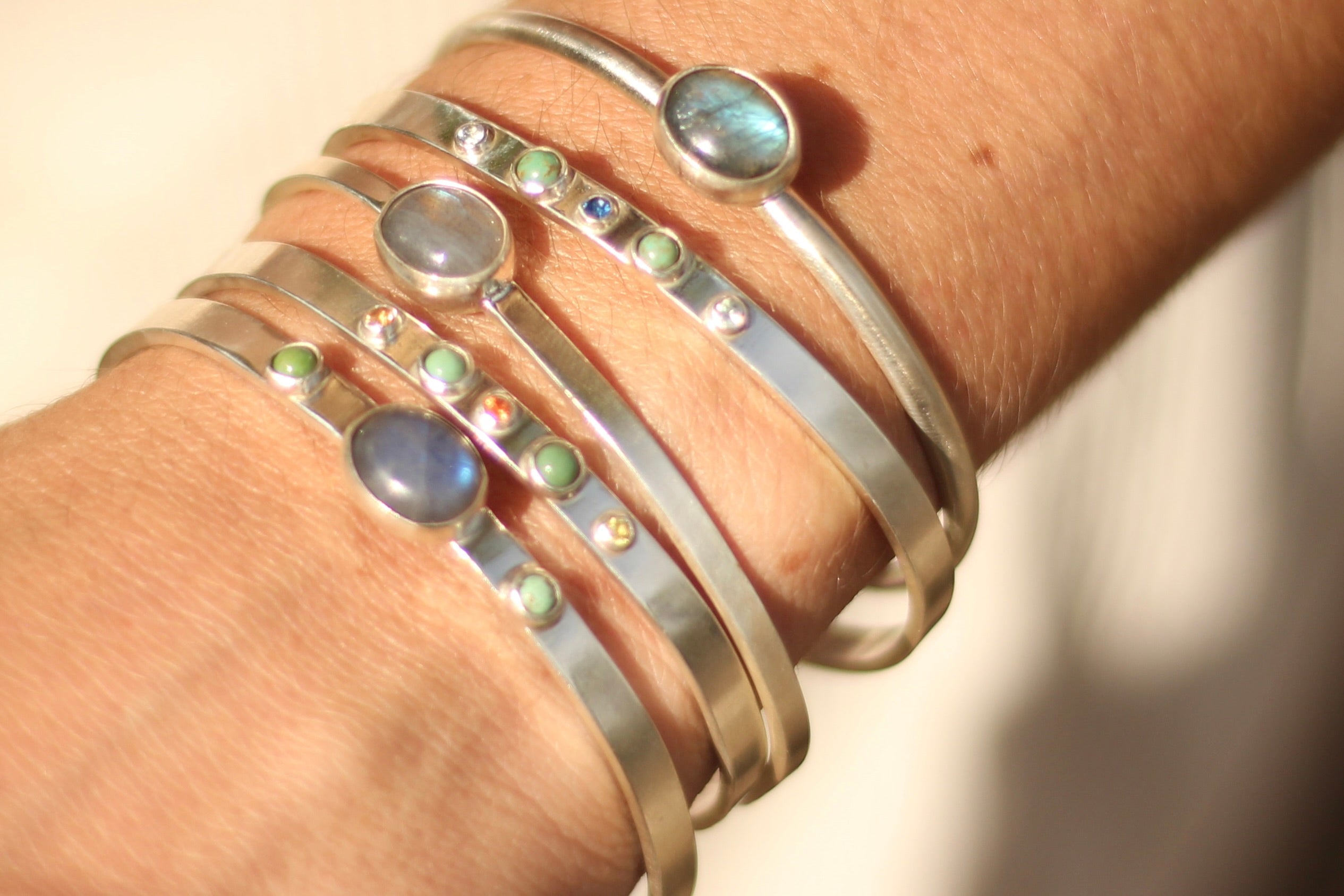 Labradorite with Turquoise Cuff Bracelet