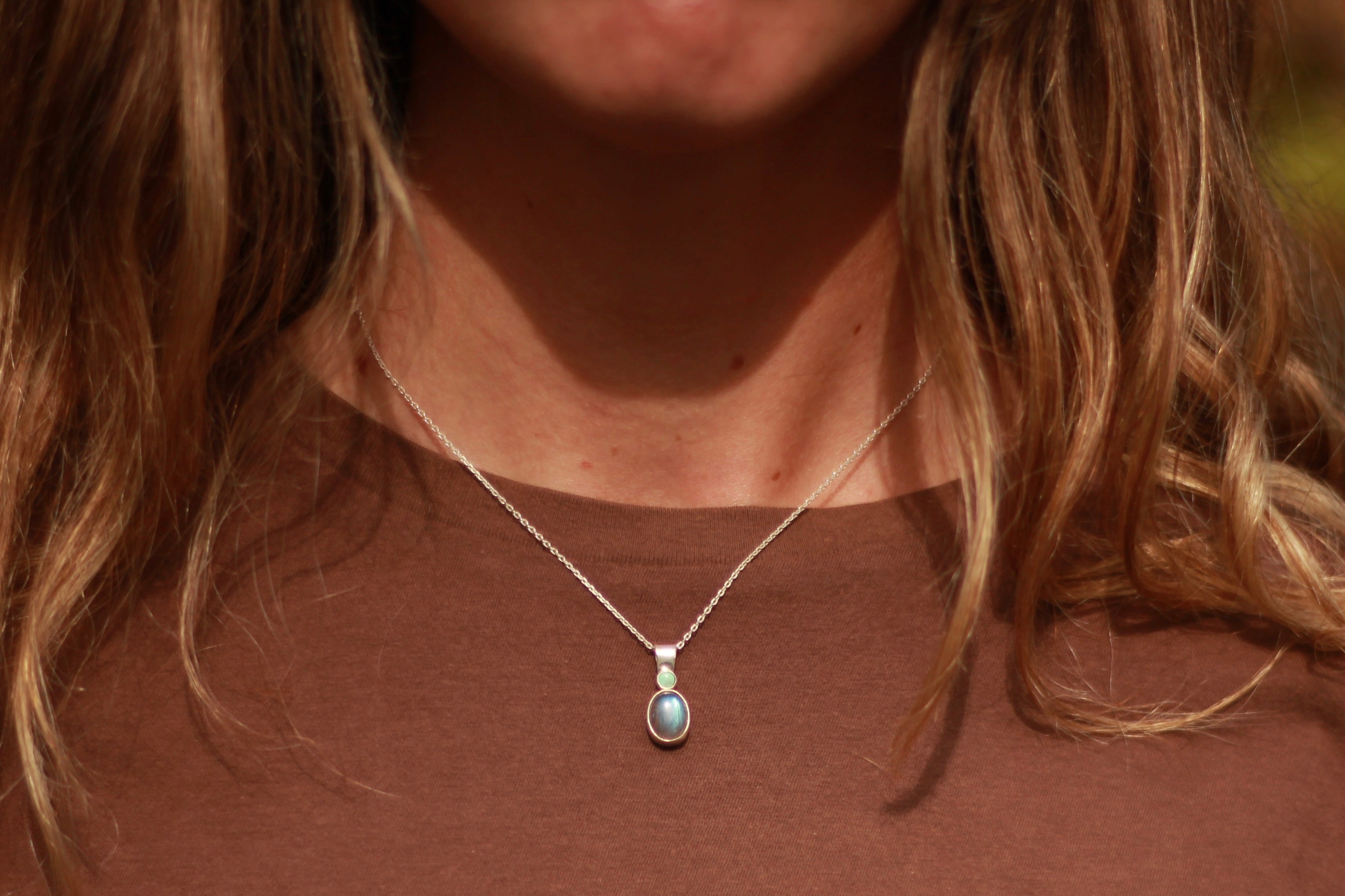 A Turquoise and Labradorite Pendant