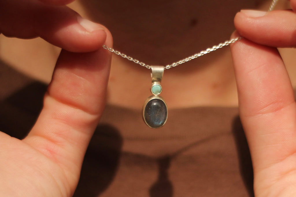 A Turquoise and Labradorite Pendant