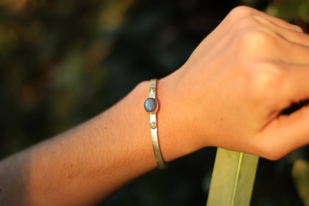Labradorite with Turquoise Cuff Bracelet