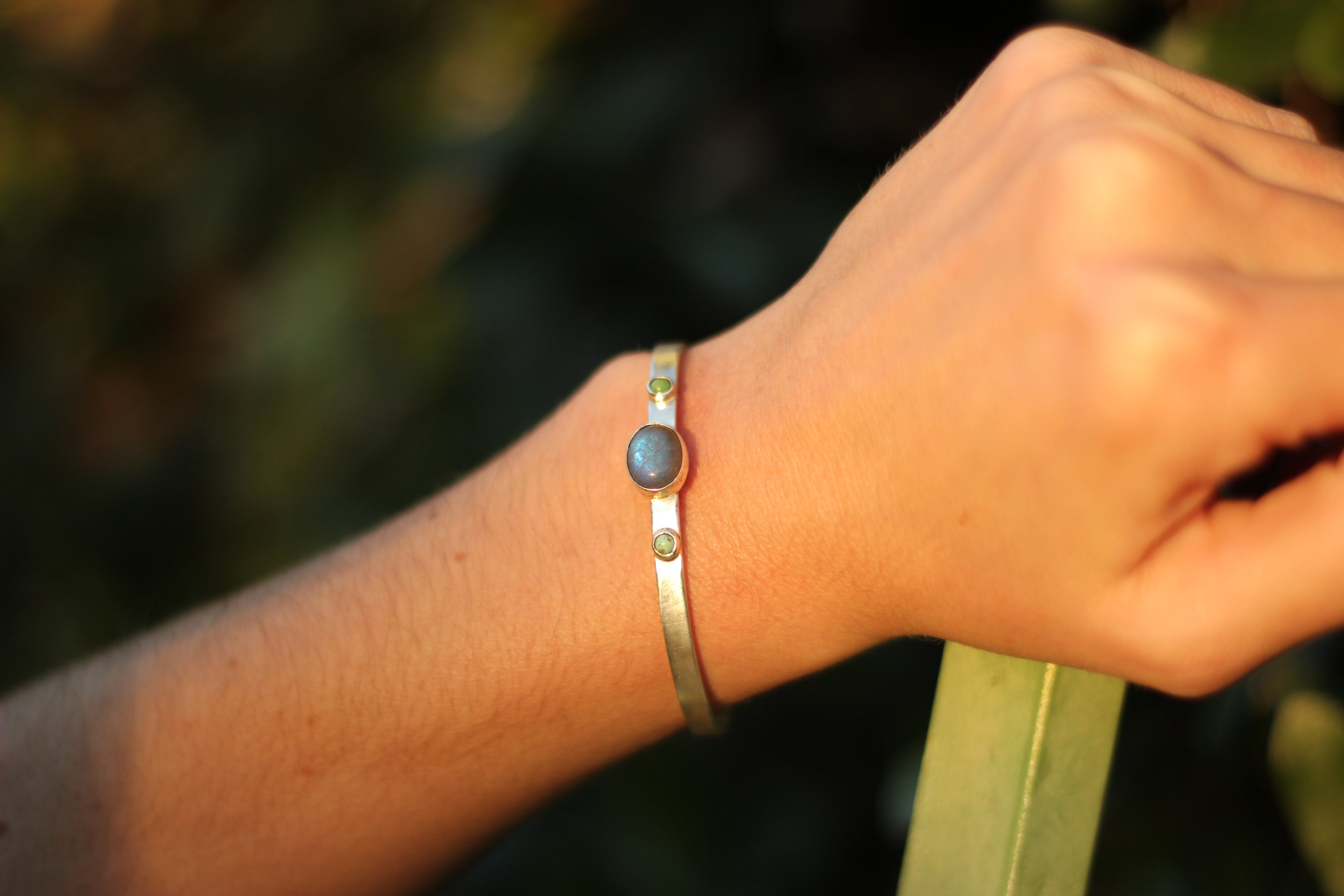 Labradorite with Turquoise Cuff Bracelet