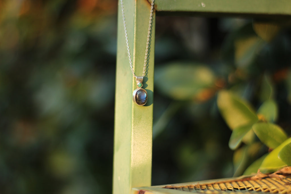 A Turquoise and Labradorite Pendant
