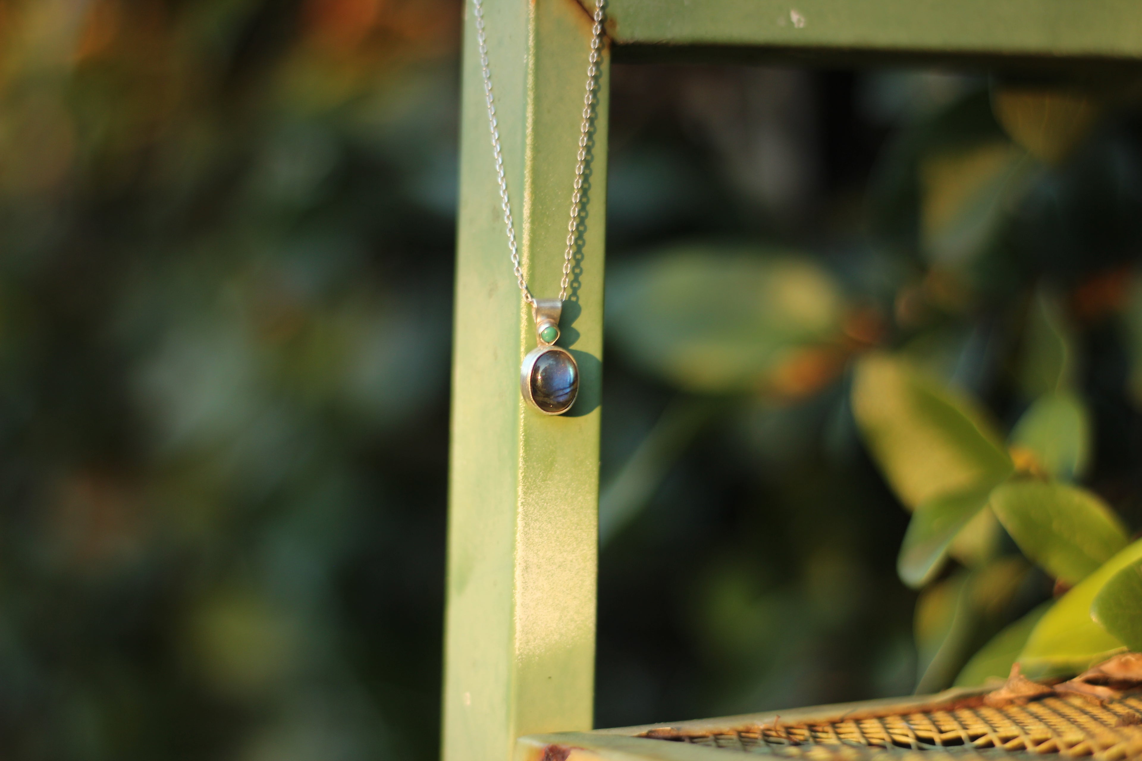 A Turquoise and Labradorite Pendant