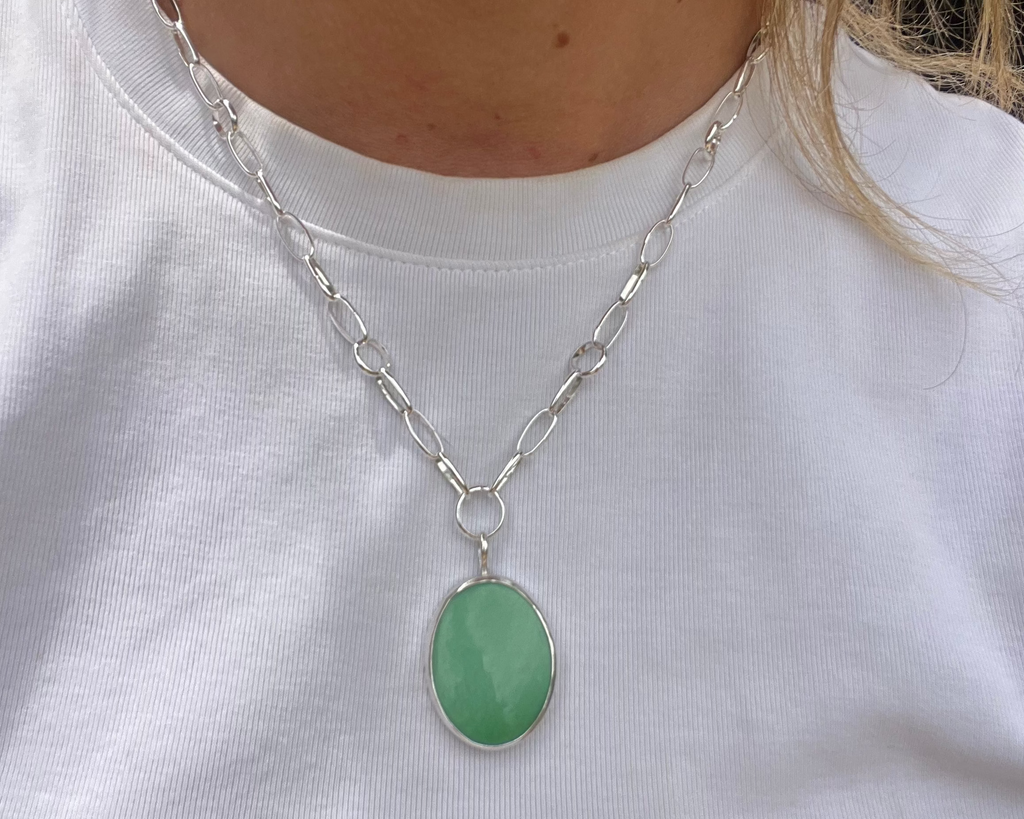 Utah Varascite Stone Sterling Silver Chain