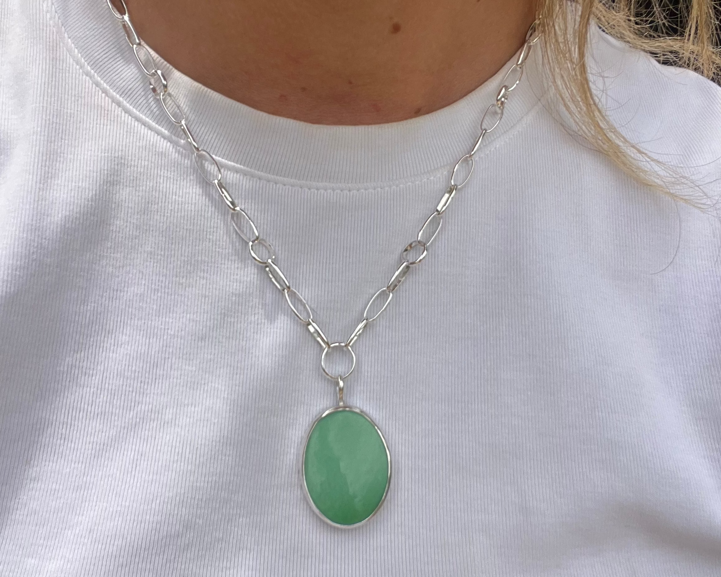 Utah Varascite Stone Sterling Silver Chain